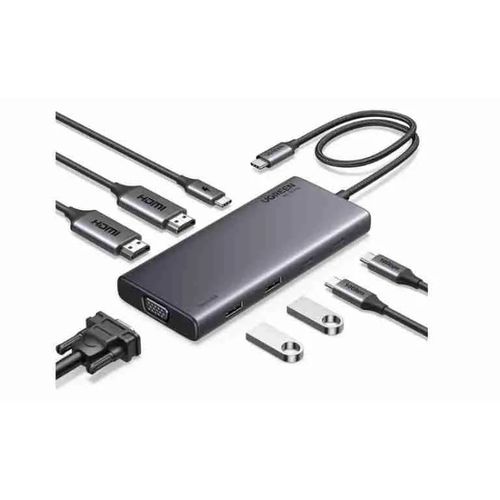 UGREEN 8 in 1 Multifunction Adapter, USB-C to USB3.2 ( 2 Port) + USB-C3.2 ( 2 port) + 4K HDMI ( 2 Port) + VGA + PD port Converter