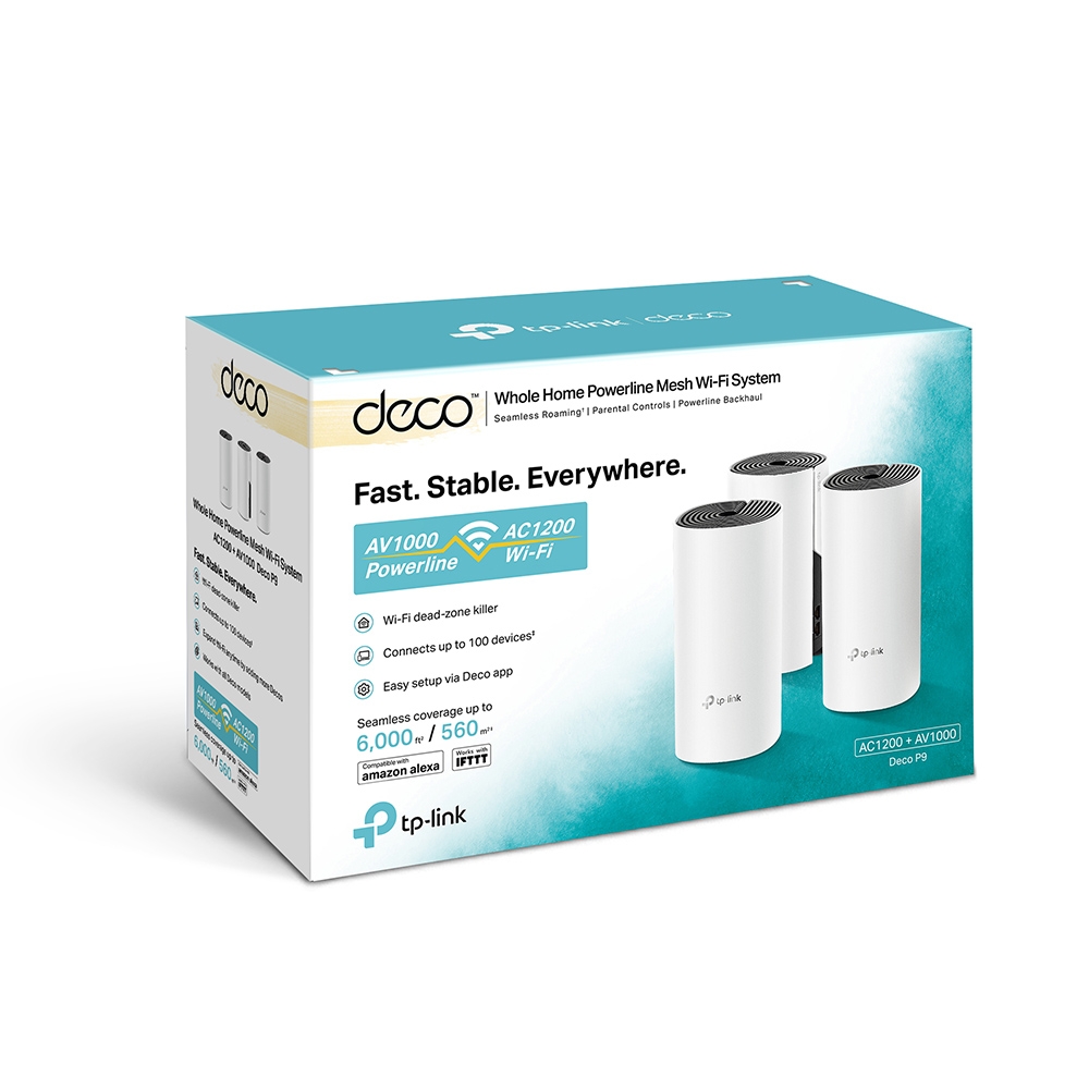 TP‑Link Deco P9 AC1200 + AV1000 Whole Home Hybrid Mesh Wi‑Fi System (3 Pack)