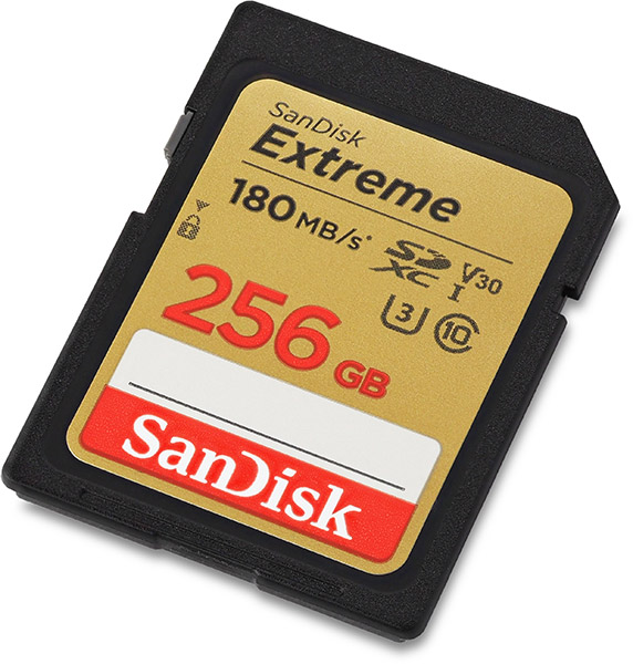 SanDisk Extreme SDHC and SDXC UHS-I Card 180MB/s 256GB